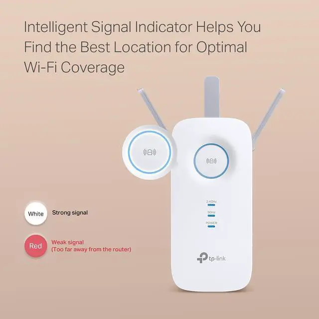 Alt view image 6 of 7 - TP-Link AC1900 WiFi Extender (RE550), Covers Up to 2800 Sq.ft and 35 Devices, 1900Mbps Dual Band Wireless Repeater, Internet Booster, Gigabit Ethernet Port