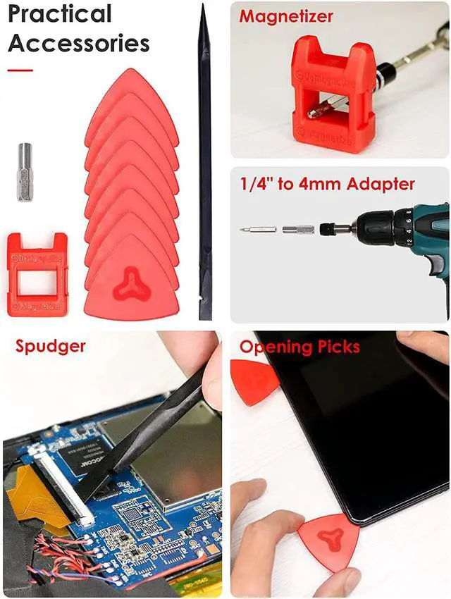 Alt view image 4 of 7 - Precision Screwdriver Set 124-Piece + 11-Piece Spudger Pry Tool Kit Bundle, Plastic & Metal Spudger Tool for iPhone, Laptop, iPad, Cell Phone, MacBook, Tablet, Computer, Electronics Repair