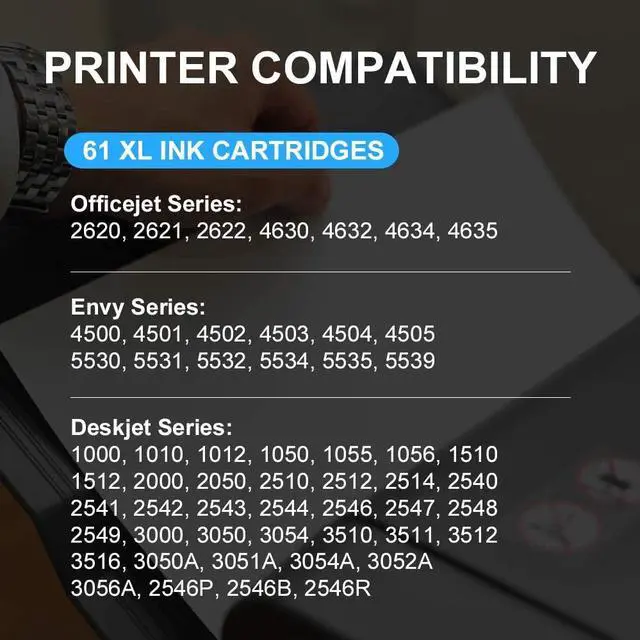 Alt view image 3 of 7 - FACMS Remanufactured 61 XL Ink Cartridges Replacement  61XL 61 XL Ink Cartridges Combo to use with Envy 4500 5530 5535 Deskjet 2540 1010 Officejet 4632 4634,(1 Black,1 Tri-Color, 2 Pack)