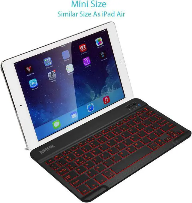 Alt view image 4 of 7 - Arteck Universal Backlit 7-Colors Ultra Light Slim Portable Wireless Bluetooth 3.0 Keyboard for iOS iPad Pro, Air, Mini, Android, Windows Tablets PC Smartphone Built in Rechargeable 6-Month Battery