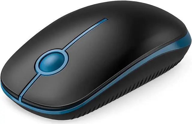 Main image of VssoPlor Wireless Mouse, 2.4G Computer Laptop Mouse, Black Sapphire Blue | Slim Portable Mouse, Plug & Play USB Nano Receiver, Quiet Silent Optical Mice for Notebook, PC, Laptop, Computer