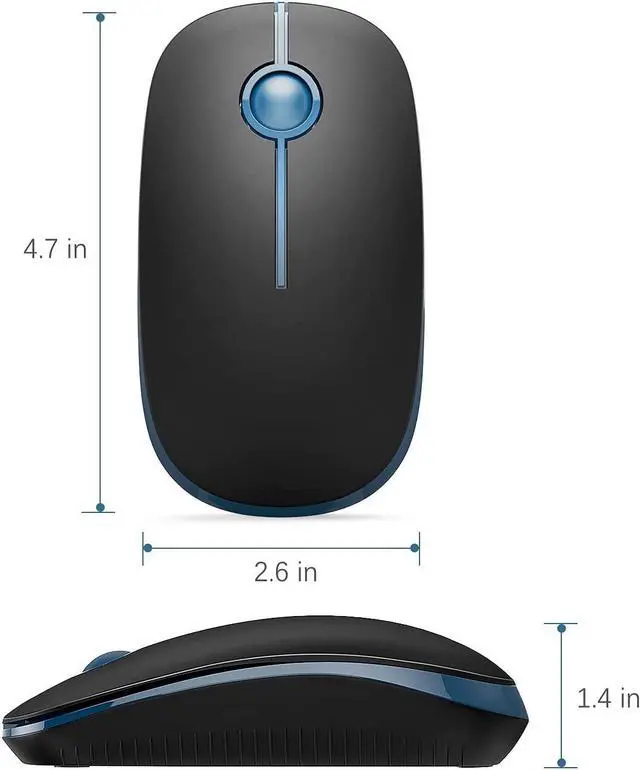 Alt view image 7 of 7 - VssoPlor Wireless Mouse, 2.4G Computer Laptop Mouse, Black Sapphire Blue | Slim Portable Mouse, Plug & Play USB Nano Receiver, Quiet Silent Optical Mice for Notebook, PC, Laptop, Computer