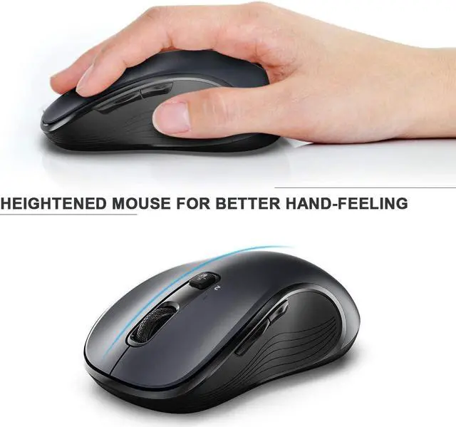 Alt view image 5 of 7 - Wireless Mouse for Laptop, Ergonomic Computer Mouse with Triple Mode (Dual Bluetooth + USB) and 3 Adjustable Levels, 6 Button Cordless Mouse Bluetooth Mouse for Windows Mac PC Notebook(Grey)