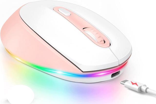 seenda Bluetooth Mouse for Laptop, Ultra Silent Rechargeable Light Up Wireless  Mouse (Switch Up to 3 Devices), Cute Computer Mouse for Chromebook Notebook  PC Mac Windows, Pink 