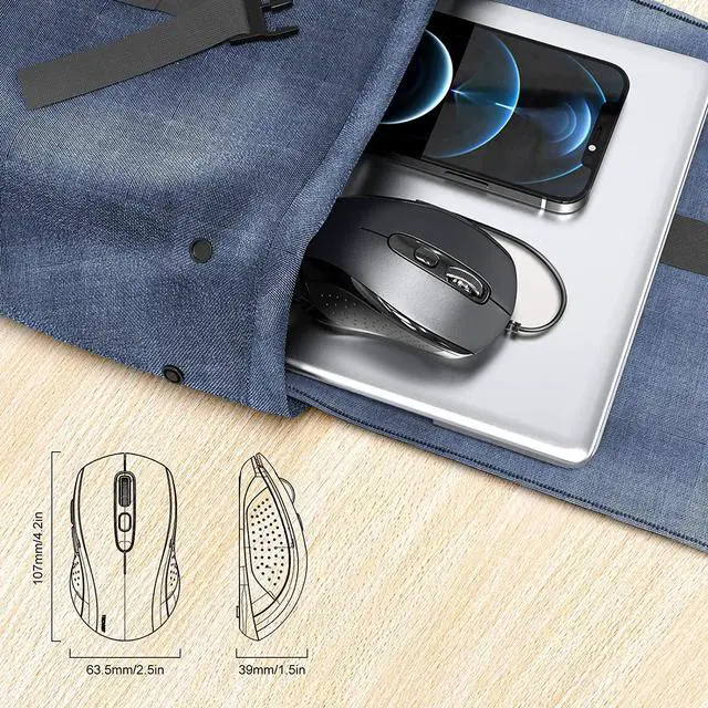 Alt view image 6 of 7 - TECKNET Wired Mouse USB Wired Computer Mouse 3600DPI 4 Adjustable Levels 6-Button Ergonomic Mice Home and Office Mouse for Laptop PC Desktop Notebook - Grey