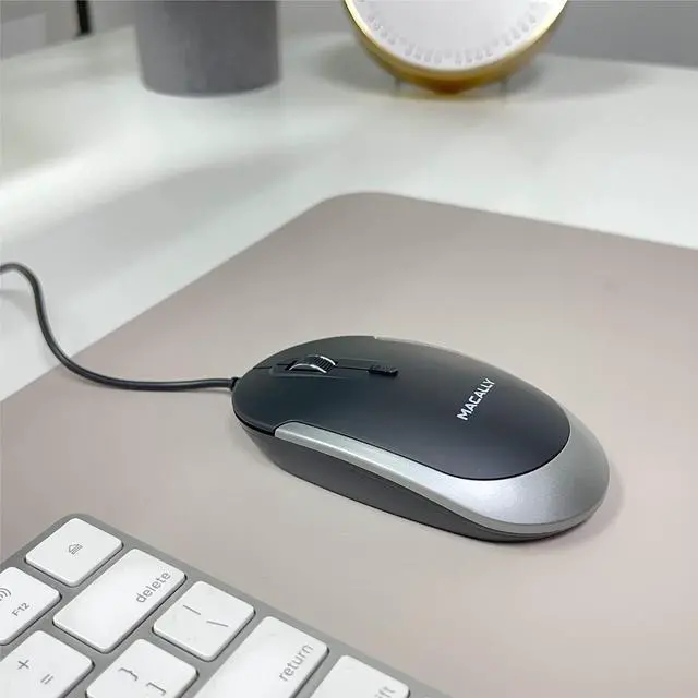Alt view image 7 of 7 - Macally Silent Wired Mouse - Slim & Compact USB Mouse for Apple Mac or Windows PC Laptop/Desktop - Designed with Optical Sensor & DPI Switch - Simple & Comfortable Wired Computer Mouse (Space Gray)