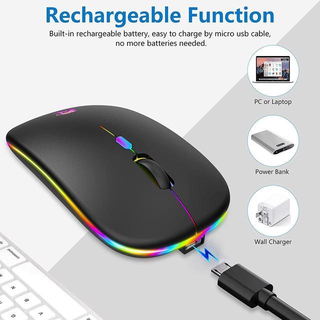 BAIBAO Wireless Mouse, Bluetooth Mouse, LED Slim Two Mode(Bluetooth and  2.4G Wireless) Rechargeable Led Mouse with USB and Type C Adapter 3  Adjustable