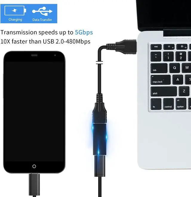 Alt view image 5 of 7 - USB C to USB 3.0 Adapter USB C Female to USB Female Adapter USB C Female to USB 3.0 Female Adapter Connector USB to USB C Adapter Compatible with MacBook Pro Laptop 2 Pack (Black)