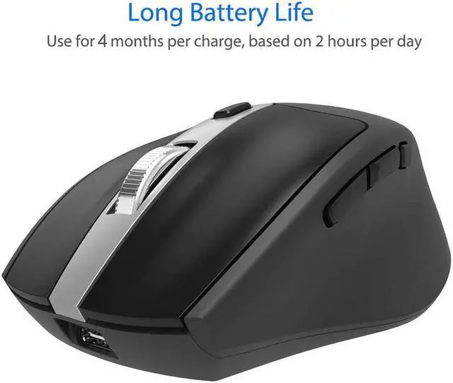 Alt view image 5 of 7 - Arteck Multi-Device Wireless Bluetooth Mouse with Nano USB Receiver Ergonomic Right Hand Silent Clicking for Computer Desktop PC Laptop Mac iPad and Windows 10/8 iPad OS Build in Rechargeable Battery