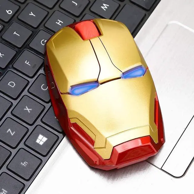 Alt view image 6 of 6 - Ergonomic Wireless Mouse Cool Iron Man Mouse 2.4G Portable Mobile Computer Click Silent Mouse Optical Mice with USB Receiver, Black or Golden for Notebook PC Laptop Computer Mac Book, Add a Keychain