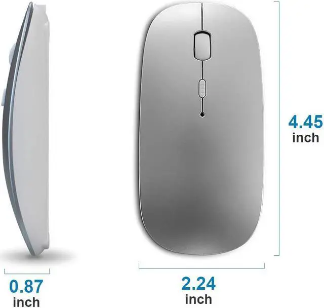 Alt view image 6 of 6 - Bluetooth Mouse for Mac/Laptop/iPad/iPhone/Android PC Rechargable Quiet Slim Wireless Mice Compatible with OS/Windows/Linux/Tablet/MacBook Pro/MacBook Air Silver