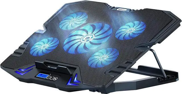 Main image of TopMate C5 12-15.6 inch Gaming Laptop Cooler Cooling Pad | 5 Quiet Fans and LCD Screen | 2500RPM Strong Wind Designed for Gamers and Office