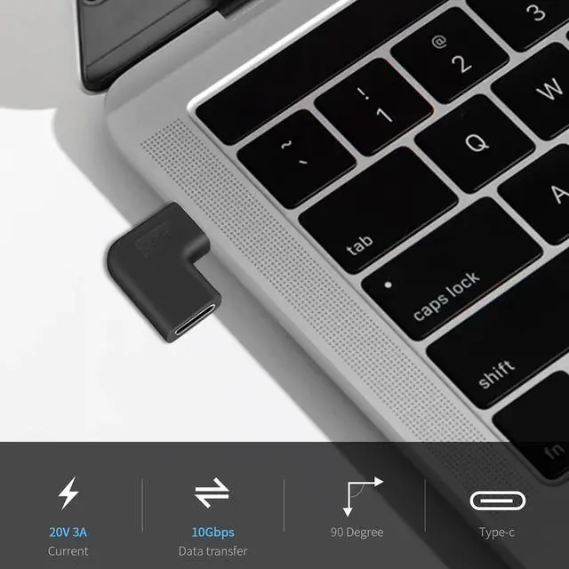 Alt view image 3 of 6 - (2-Pack) 90 Degree USB C Type C Male to Female Adapter Right & Left Angled 90 Degree USB-C USB 3.1 Type-C Male to Female Extension Adapter for Laptop & Tablet & Mobile Phone