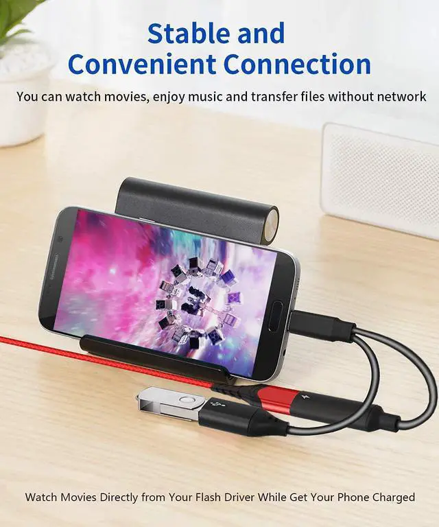 Alt view image 3 of 7 - USB C OTG Adapter with Power USB C to USB Female with 60W PD Charging OTG Adapter for Samsung S21/S20/S20+/Note 10+ iPad Pro Google Chromecast with Google TV Android LG V40 30 Dell XPS-2 Pack