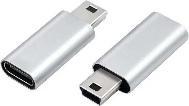 Main image of USB Mini to USB C Adapter, Mini USB to USB C, 480 Mbps USB C Female to Mini USB Male Adapter, USB C to Mini USB 2.0 Adapter for Data Syncing and Charging. (Silver)