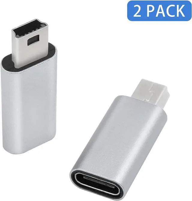 Alt view image 2 of 6 - USB Mini to USB C Adapter, Mini USB to USB C, 480 Mbps USB C Female to Mini USB Male Adapter, USB C to Mini USB 2.0 Adapter for Data Syncing and Charging. (Silver)