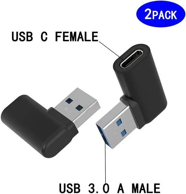 Alt view image 3 of 7 - USB C Female to USB A Male Adapter Right Angle USB C to USB 3.0 Adapter 90 Degree USB C to USB Adapter USB Type C to USB Coverter Sync & Charging Adapter for USB C Cable Hubs 2Pack
