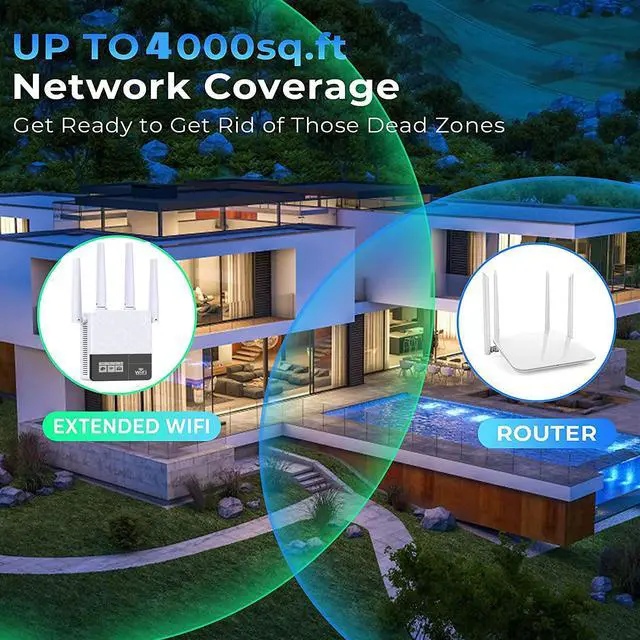 Alt view image 6 of 6 - WiFi Extender Screen Display and Signal Amplifier,Wall-Through Strong WiFi Booster 1200Mbps Cover up to 8000 Sq.ft Full Coverage, Wireless Internet Repeater with Ethernet Port one