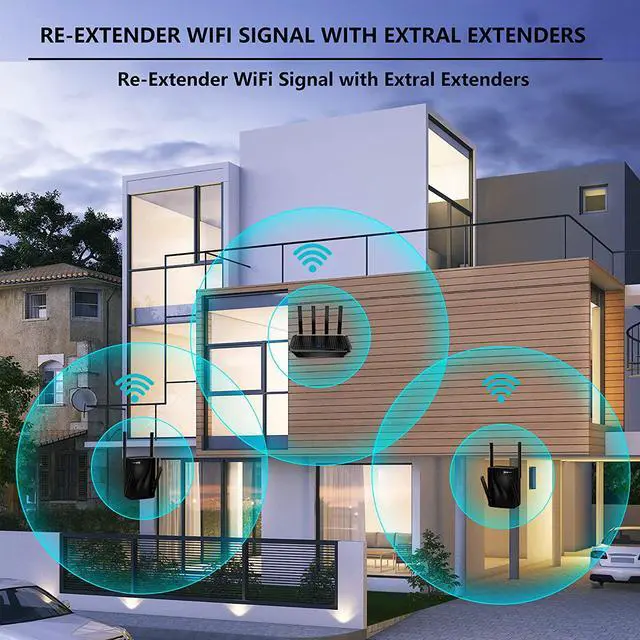 Alt view image 2 of 7 - WiFi Extender - WiFi Booster,2100 Mbps,WiFi Range Extender,WiFi Repeater,Wireless Extender for Home,Gigabit Port,5G&2.4G Dual Band,Coverage up to 1292sq.ft,Support Multiple Devices,Extends WiFi Range