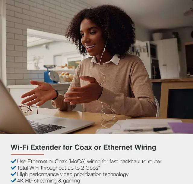 Alt view image 2 of 6 - ScreenBeam WCB6200Q MoCA 2.0 WiFi Extender with 4 Internet Antennas 5GHz, Gigabit Ethernet, Bonded MoCA, Fast WiFi for Home