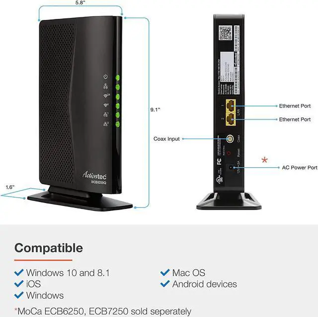 Alt view image 5 of 6 - ScreenBeam WCB6200Q MoCA 2.0 WiFi Extender with 4 Internet Antennas 5GHz, Gigabit Ethernet, Bonded MoCA, Fast WiFi for Home