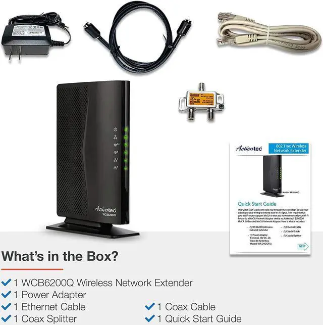 Alt view image 6 of 6 - ScreenBeam WCB6200Q MoCA 2.0 WiFi Extender with 4 Internet Antennas 5GHz, Gigabit Ethernet, Bonded MoCA, Fast WiFi for Home