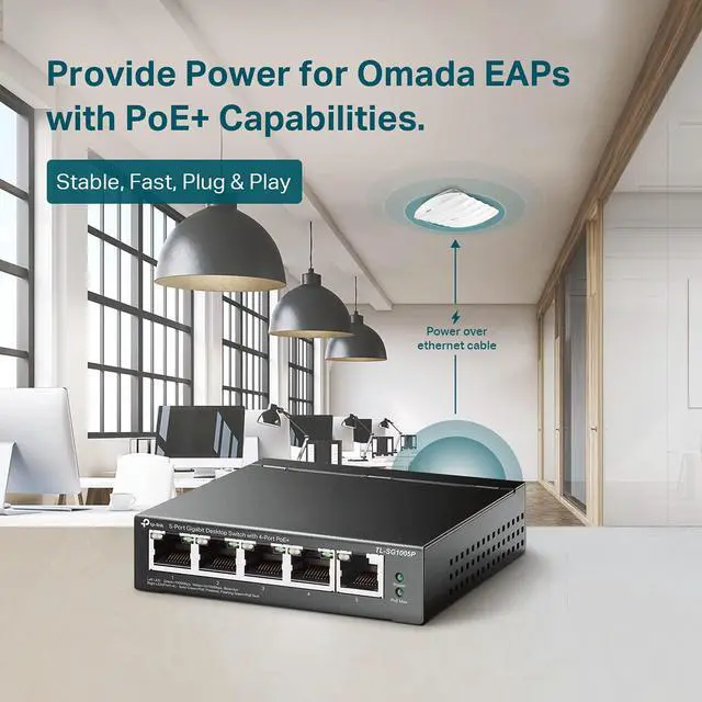 Alt view image 4 of 4 - EnGenius ENH1350EXT Outdoor Wi-Fi Access Point/Range Extender/Bridge (Mounting Kit & PoE Injector Included) | TP-Link 5 Port Gigabit PoE Switch
