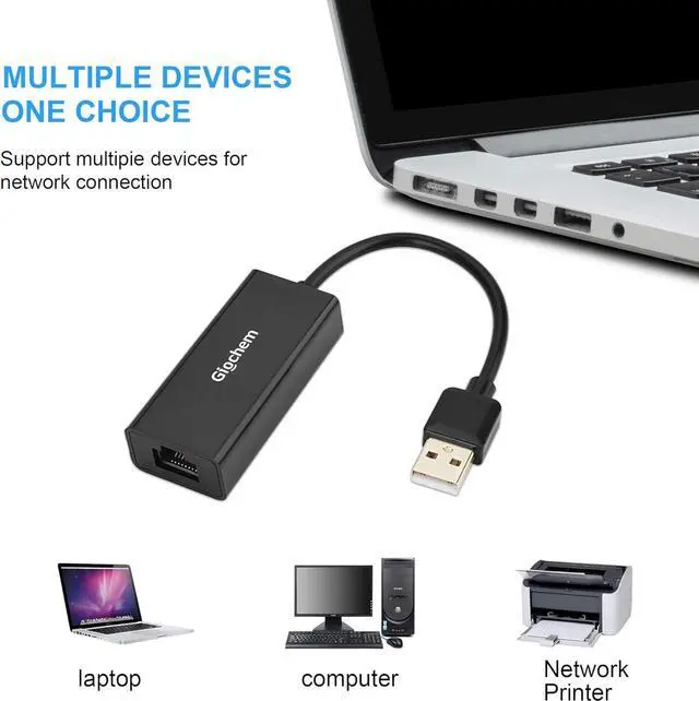 Alt view image 4 of 6 - USB 2.0 to ethernet Adapter USB to RJ45 Supporting 10/100 Mbps Ethernet Network for Window/Mac OS, Surface Pro/Linux