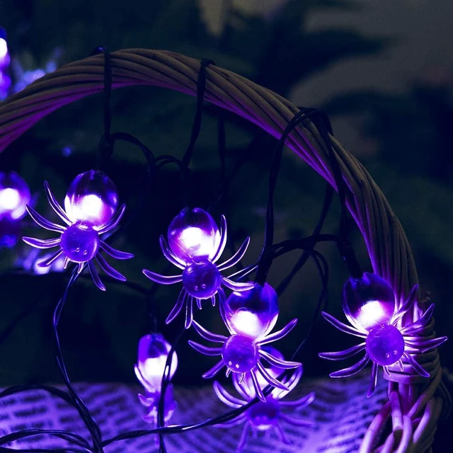 Alt view image 2 of 6 - Solar Halloween String Lights,2 Pack 30 LED Spider Lights Each,