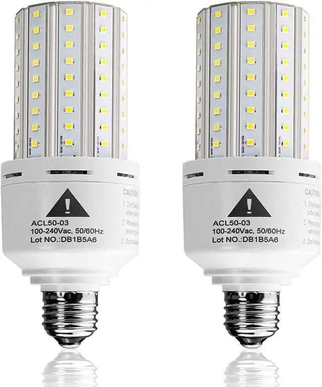 Main image of ZP 2-Pack Led Light Bulb 400W Equivalent 6250 Lumen 5000k Cool Daylight White E26/E27 Medium Base 50W Led Corn Light for Outdoor Indoor Lamp Area Garage Warehouse Workshop Street Backyard New Upgrade