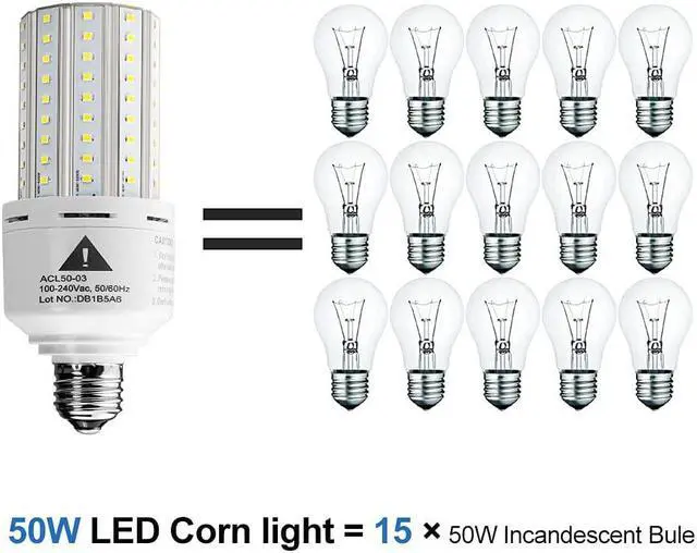 Alt view image 4 of 6 - ZP 2-Pack Led Light Bulb 400W Equivalent 6250 Lumen 5000k Cool Daylight White E26/E27 Medium Base 50W Led Corn Light for Outdoor Indoor Lamp Area Garage Warehouse Workshop Street Backyard New Upgrade