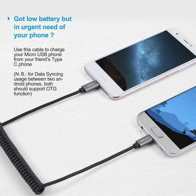 Alt view image 4 of 7 - Coiled Micro USB to USB C Cable 4FT CableCreation Coiled USB C to Micro USB OTG 480Mbps Type C to Micro USB Cable to USB C to USB Micro for MacBook Pro Air S21 S20 S10 Pixel 5/4/3/2 etc. 1.2M Black