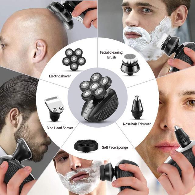Alt view image 3 of 7 - Head Shavers for Men Upgraded 5 in 1 Multifunctional Bald Head Shaver Grooming Kit Cordless Electric Razor for Men Rotary Mens Head Razor Rechargeable Razors for Bald Man Waterproof (Gray)