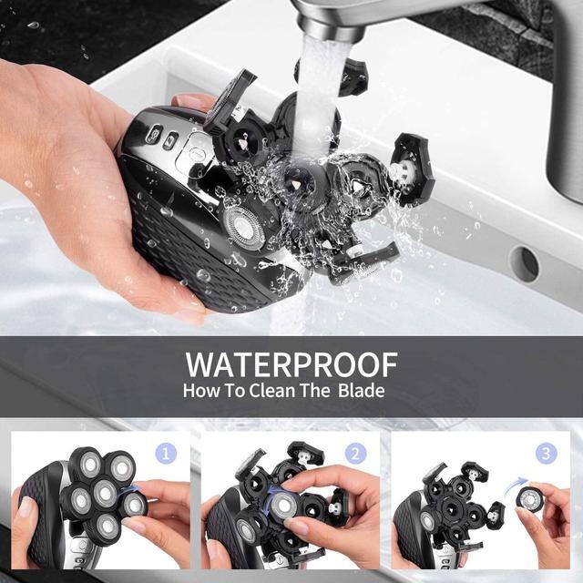 Alt view image 6 of 7 - Head Shavers for Men Upgraded 5 in 1 Multifunctional Bald Head Shaver Grooming Kit Cordless Electric Razor for Men Rotary Mens Head Razor Rechargeable Razors for Bald Man Waterproof (Gray)