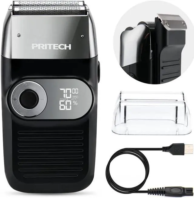Main image of PRITECH Foil and Bald Shavers 2 in 1 Electric Shaver for Men Foil Blade and PopupTrimmer with Rechargeable 3 Adjustable Speeds Men's Shaver (Black Silver)