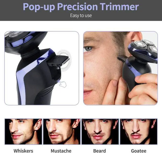 Alt view image 3 of 6 - Electric Razor for Men, 4 in 1 Rotary Men Shaver Beard Trimmer, Electric Shaver Waterproof USB Fast Charging, Cordless Beard, Nose, Hair Trimmer, Men Electric Razor Best Gift for Dad, Boyfriend