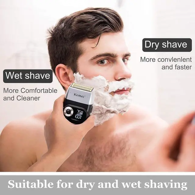 Alt view image 7 of 7 - Kemei Foil Professional Electric Shaver for Men Razor with Bald Trimmer Cordless Shavers Rechargeble LED Display 2 in 1