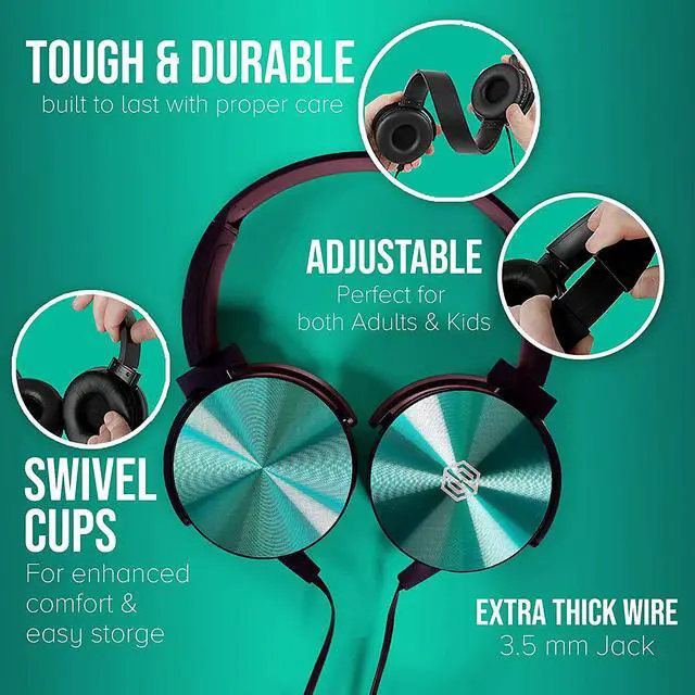 Alt view image 3 of 7 - Premium Classroom Headphone with Microphone (5 Pack) - Kids Wired Earphones with Mic for School Students K-12 & Teachers, Soft Swivel On Ear Pads- Perfect for E-Learning, Meetings, Calls -(Colorful)