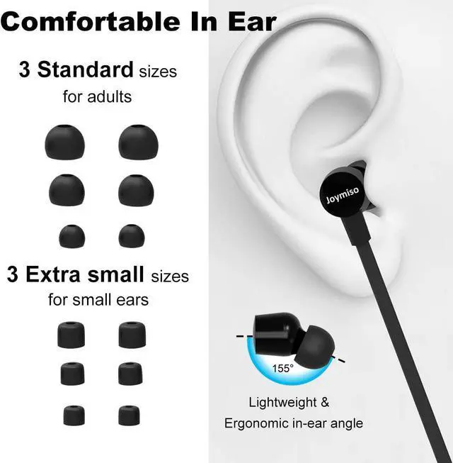 Alt view image 2 of 7 - Joymiso Tangle Free Earbuds for Kids Women Small Ears with Case, Comfortable Lightweight in Ear Headphones, Flat Cable Ear Buds Wired Earphones with Microphone and Volume Control for Cell Phone Laptop