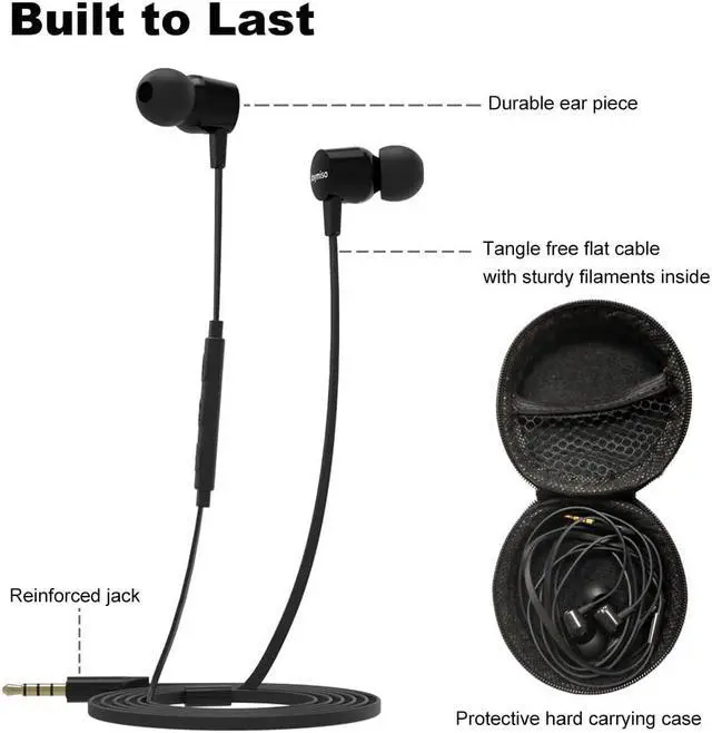 Alt view image 3 of 7 - Joymiso Tangle Free Earbuds for Kids Women Small Ears with Case, Comfortable Lightweight in Ear Headphones, Flat Cable Ear Buds Wired Earphones with Microphone and Volume Control for Cell Phone Laptop