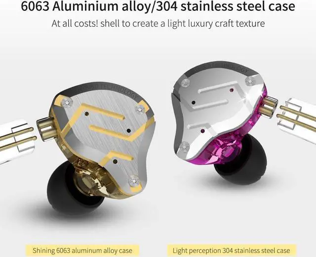 Alt view image 7 of 7 - KZ ZS10 Pro Wired in Ear Headphones, 4BA+1DD Hybrid 10 Drivers HiFi Bass in Ear Monitor Earphones, Noise Cancelling EarbudNo Mic, glaregold