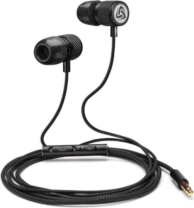 Alt view image 4 of 7 - LUDOS Ultra Wired Earbuds in-Ear Headphones, 5 Years Warranty, Earphones with Microphone, Noise Isolating Ear Buds, Memory Foam for iPhone, Samsung, School Students, Kids, Women, Small Ears - Black
