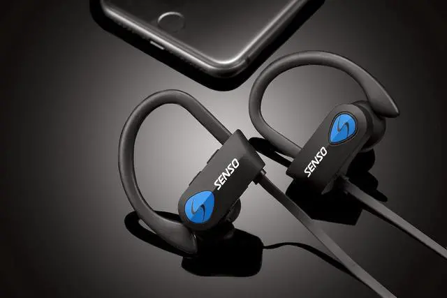 Alt view image 5 of 7 - Senso Bluetooth Headphones, Best Wireless Sports Earphones w/Mic IPX7 Waterproof HD Stereo Sweatproof Earbuds for Gym Running Workout 8 Hour Battery Noise Cancelling Headsets (Black Blue)