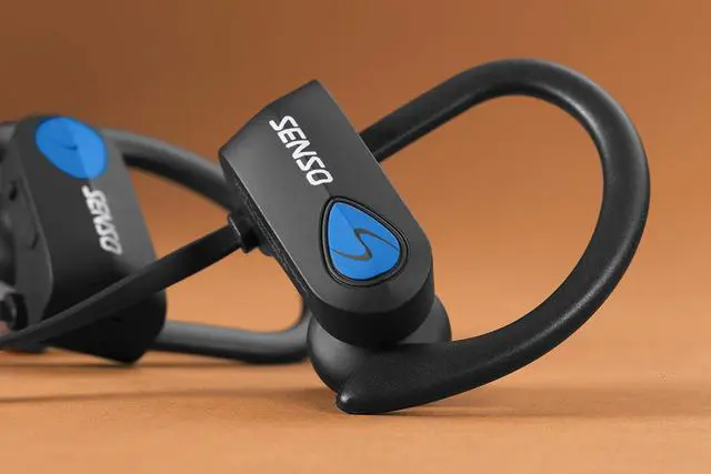 Alt view image 6 of 7 - Senso Bluetooth Headphones, Best Wireless Sports Earphones w/Mic IPX7 Waterproof HD Stereo Sweatproof Earbuds for Gym Running Workout 8 Hour Battery Noise Cancelling Headsets (Black Blue)