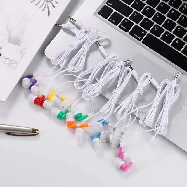 Alt view image 3 of 7 - CN-Outlet Wholesale Kids Bulk Earbuds Headphones 200 Pack Multi Colored Individually Bagged Disposable Earphones Perfect for School Classroom Libraries Students