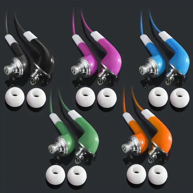 Alt view image 5 of 6 - Bulk Kids Earbuds Individually Packaged Classroom 100 Pack Multi Color Earphones Headphones for Children Students Schools Libraries Hospitals
