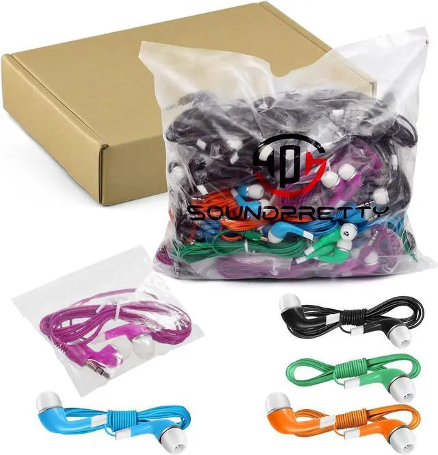 Alt view image 6 of 6 - Bulk Kids Earbuds Individually Packaged Classroom 100 Pack Multi Color Earphones Headphones for Children Students Schools Libraries Hospitals