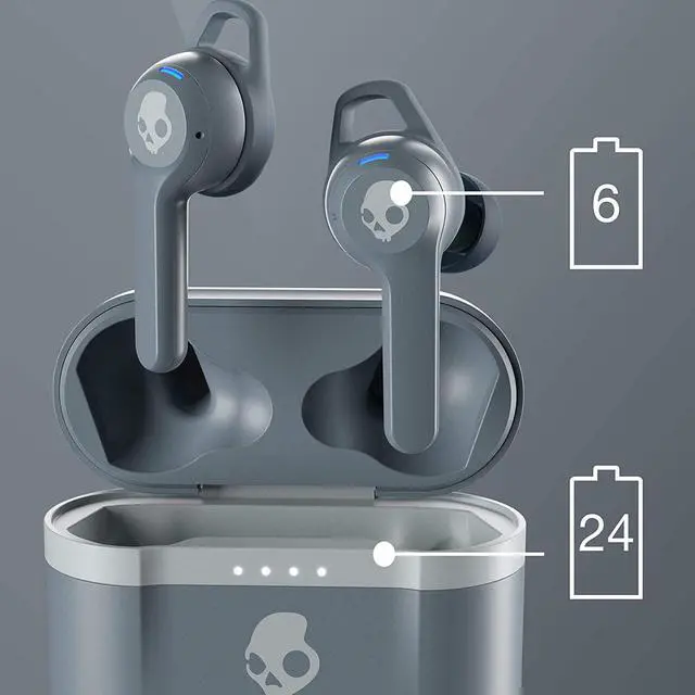 Alt view image 8 of 12 - Skullcandy Indy Evo Grey True Wireless Bluetooth Headphones