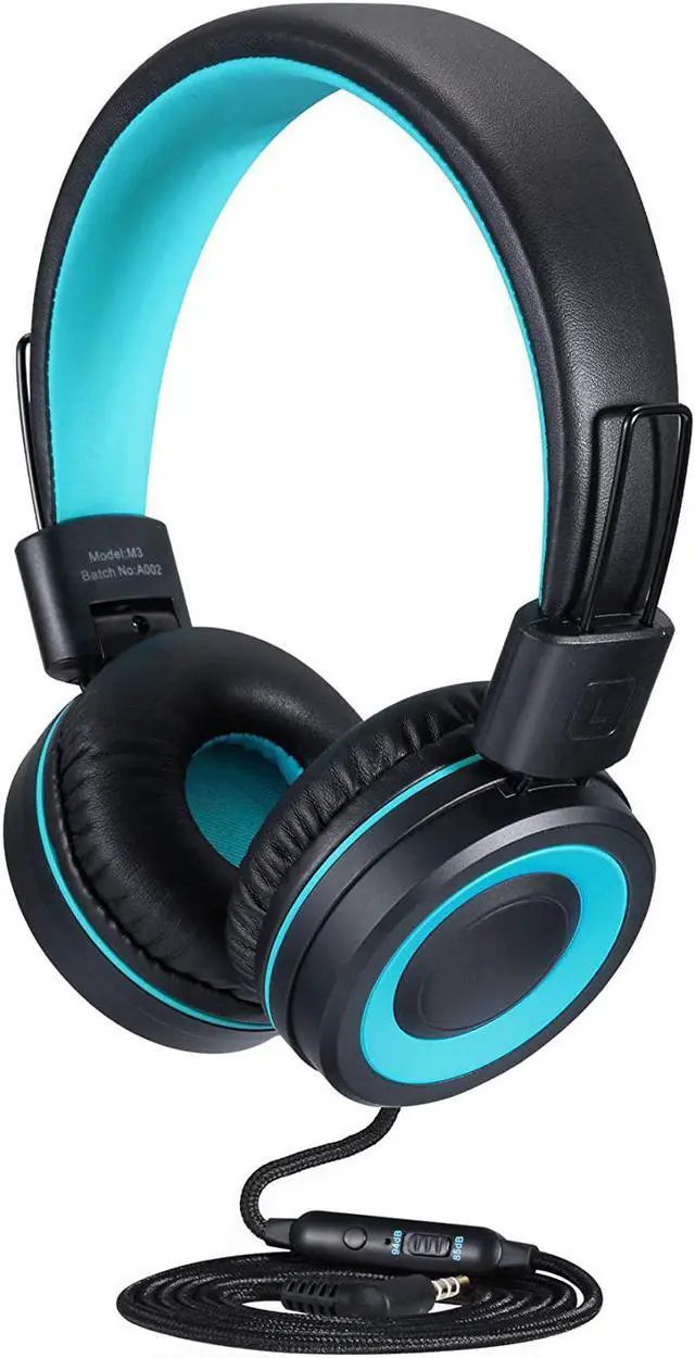 Main image of POWMEE M3 Kids Headphones with Microphone Lightweight Foldable Adjustable Stereo Bass On-Ear Headphones with 1.3 M Tangle-Free Cord for smartphons Tablets MP3/4 with 3.5mm Jack Device(Black)
