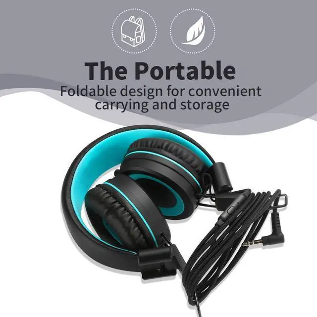 Alt view image 4 of 7 - POWMEE M3 Kids Headphones with Microphone Lightweight Foldable Adjustable Stereo Bass On-Ear Headphones with 1.3 M Tangle-Free Cord for smartphons Tablets MP3/4 with 3.5mm Jack Device(Black)